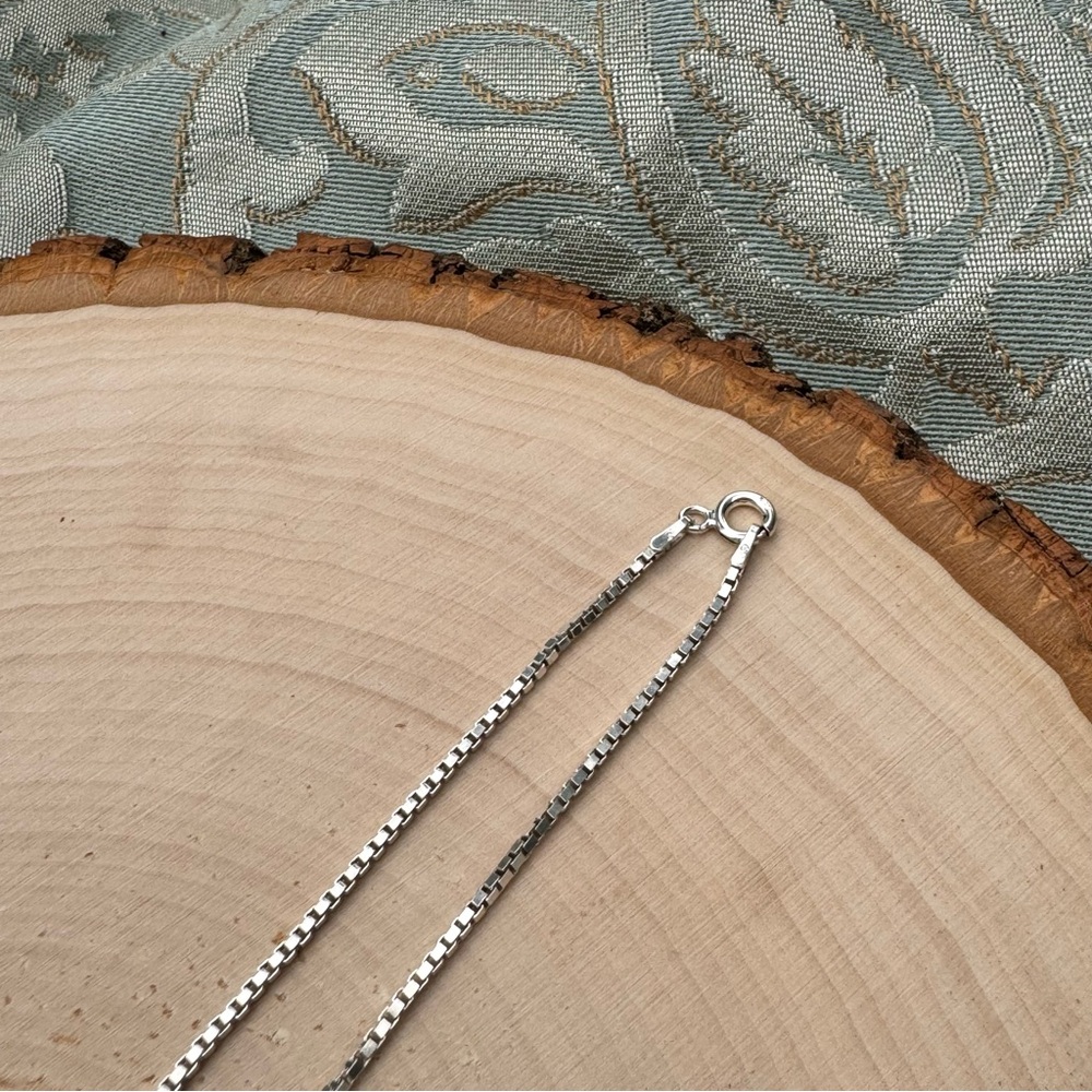 Thin Box Link Chain Necklace Solid Sterling 925 S… - image 5